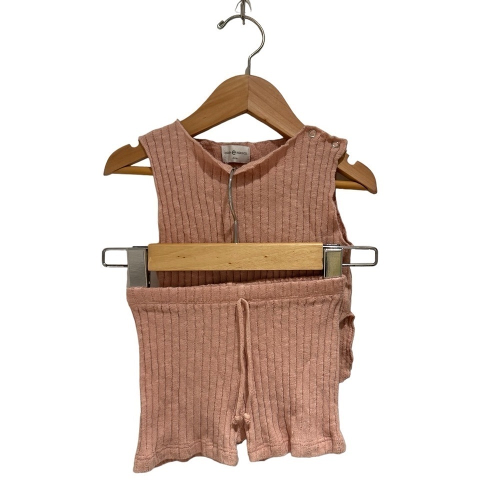 VIOLETA E FEDERICO blush pink knit ribbed set - 12M